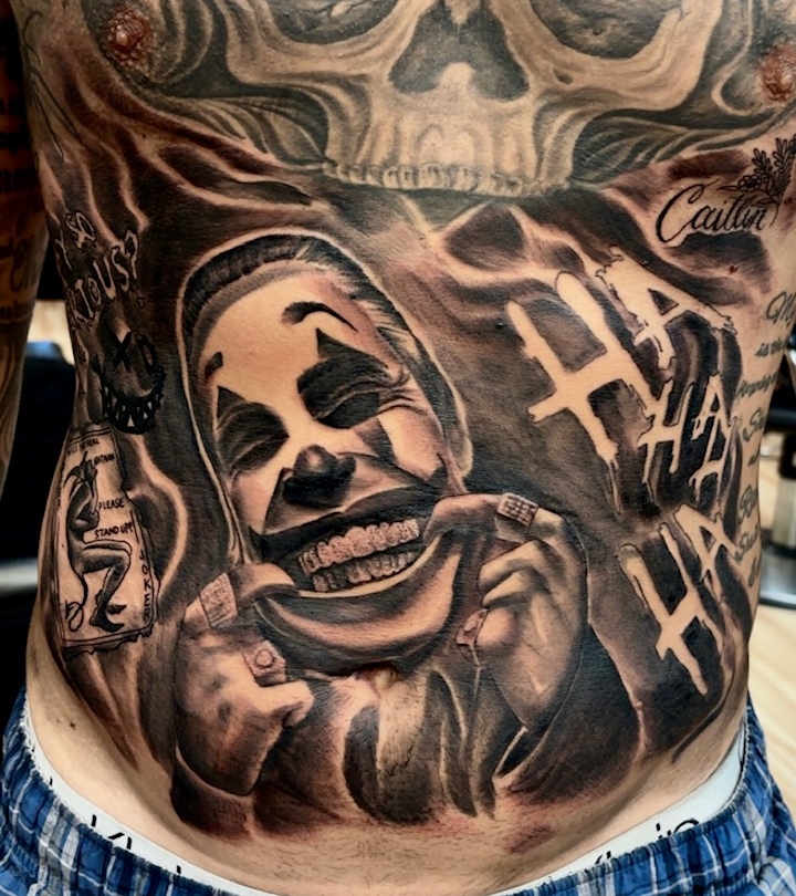 Joker Stomach Tattoo